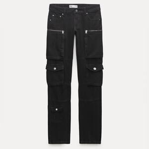 ZARA ZW COLLECTION SLIM MID WAIST CARGO JEANS